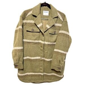 Old Navy Wool Blend Car Coat Womens S Green 4 Button Notch Lapel Heavyweight NEW